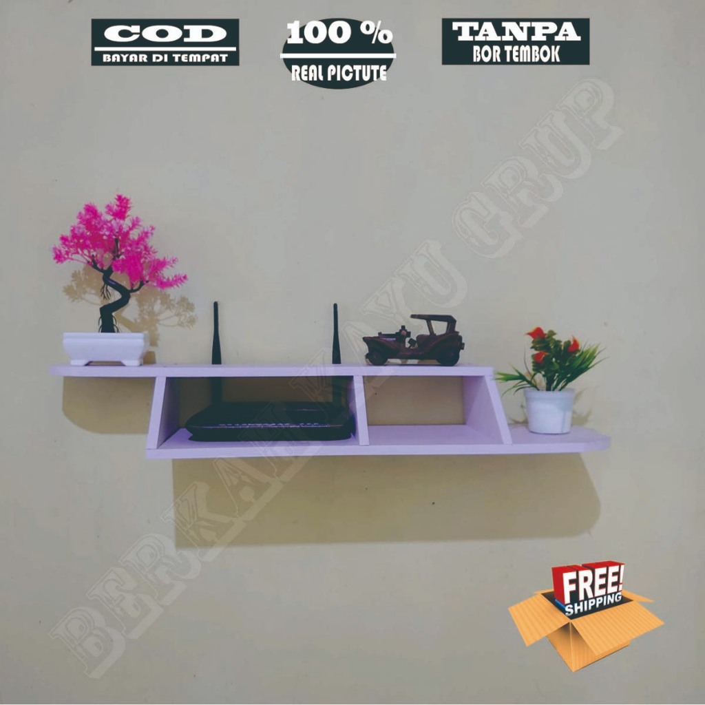 Rak ROUTER WIFI/ Rak Gantung DVD Ambalan router 2 sekat/ modem / router