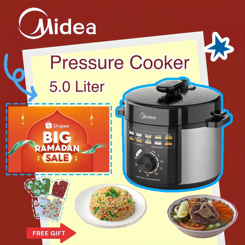 Free Gift Midea 5 Liter Pressure Cooker Smart Electric Pressure Cooker Alat Memasak Cepat