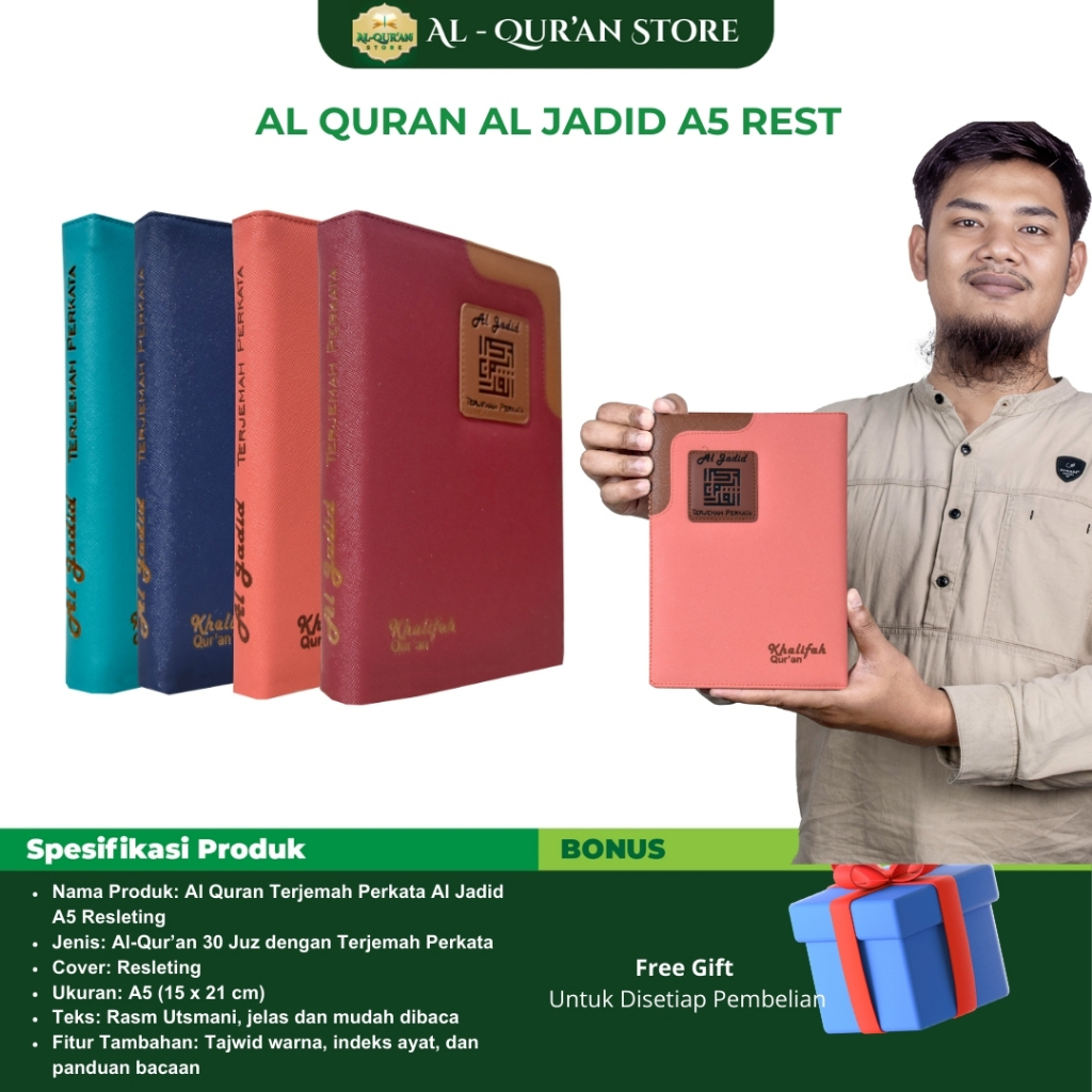 Bisa COD - Al Quran Terjemah Perkata Al Jadid A5 Resleting, Al Quran Perkata, Al Quran 30 Juz