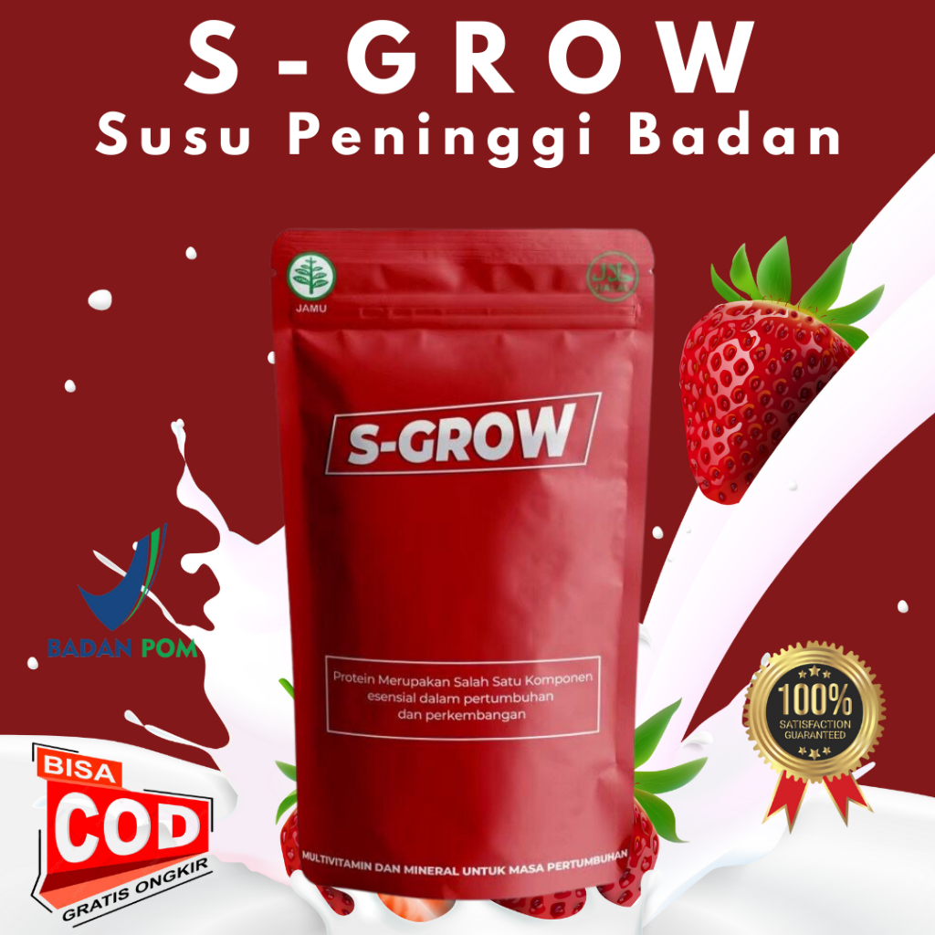 

TERLARIS SGROW SUSU PENINGGI BADAN - Peninggi Badan Cepat dan Efektif / SGrow Suplemen Obat Peninggi Badan anak / Susu Meninggikan Badan Remaja / Meninggikan Badan Anak / Zinc / Calcium / Murni / Ampuh/ Pria / Wanita