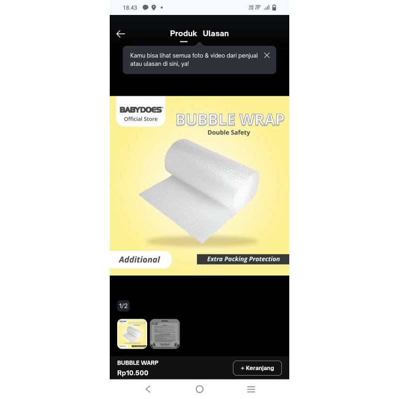 

Bubble wrap tambahan