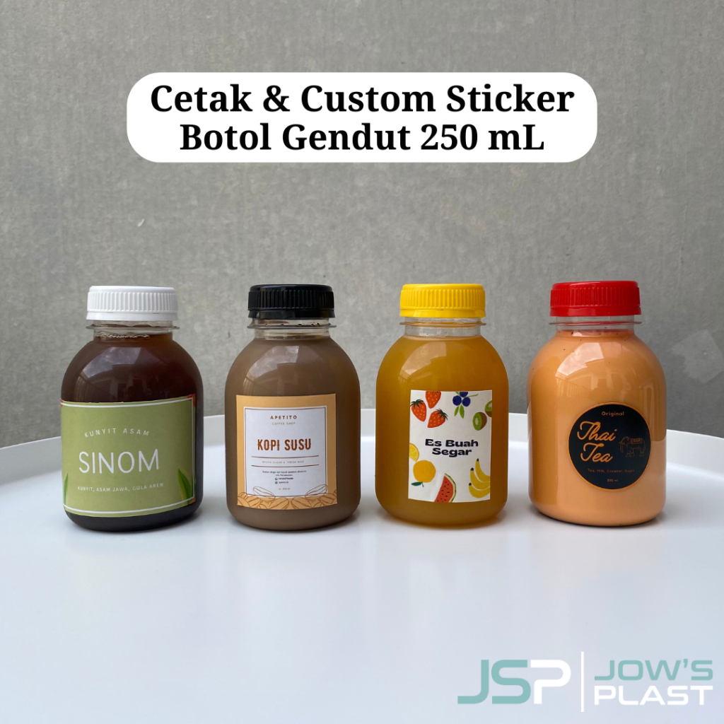 Stiker Botol Kale Gendut 250 ml | Stiker Label Cetak Print | Sticker Botol Logo Custom