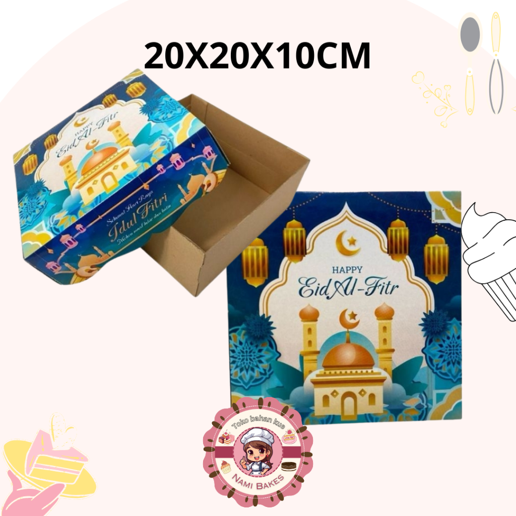 

Kotak Lebaran 20x20x10 cm tema Idul Fitri | Lebaran EID MUBARAK