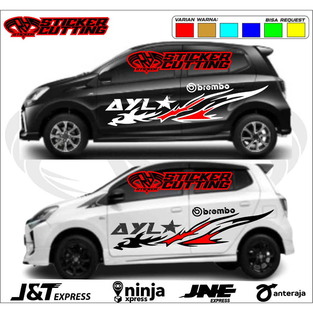 sticker mobil ayla stiker list body samping mobil ayla stiker cutting mobil ayla brembo