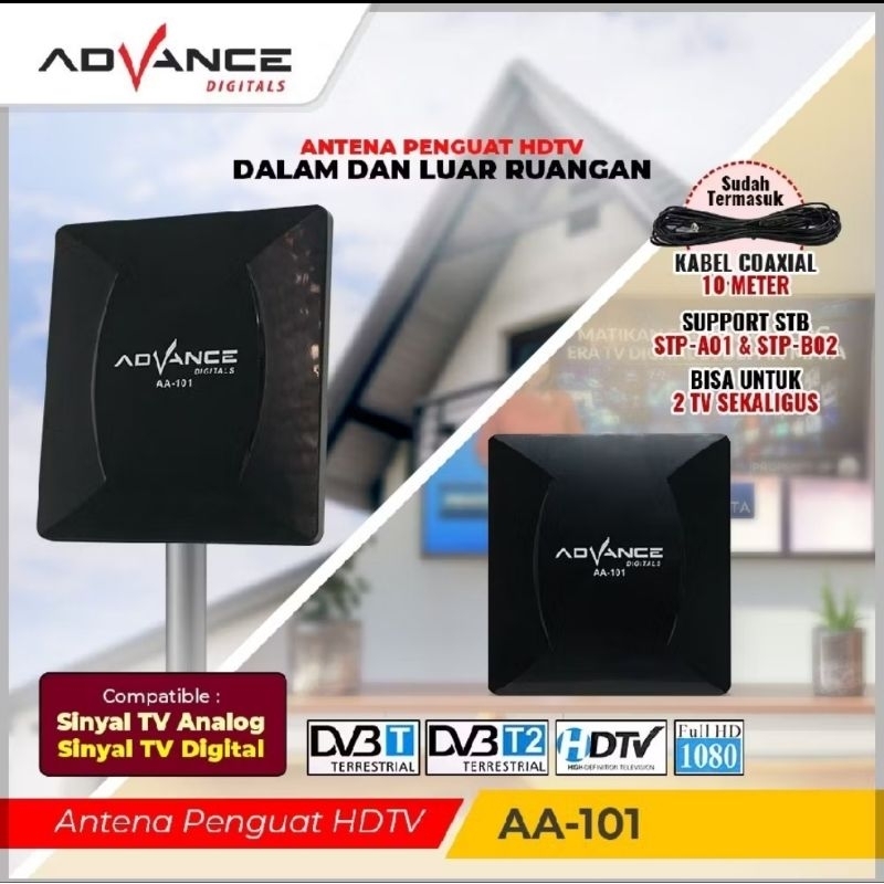 Antena TV Digital ADVANCE AA-101/Antena TV Digital Dalam & Luar Ruangan