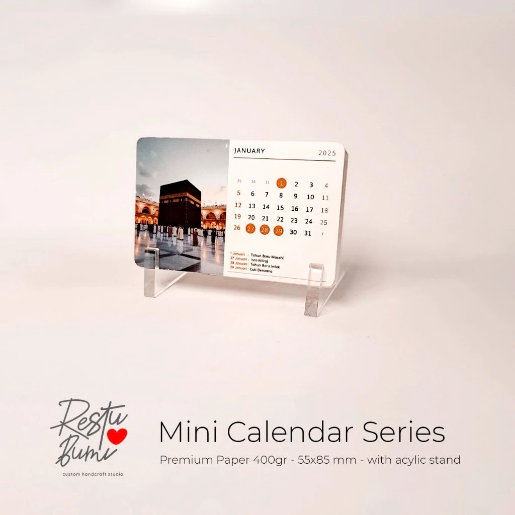 

Mini Calendar Series - Premium Paper 400gr-55x85 mm dengan Stand Acrylic | Kalender Mini 2025