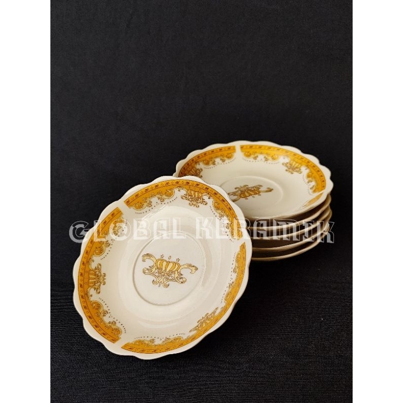 [6pcs] LEPEK KOPI KERAMIK | TATAKAN GELAS CANGKIR | ALAS CANGKIR KERAMIK MAHKOTA