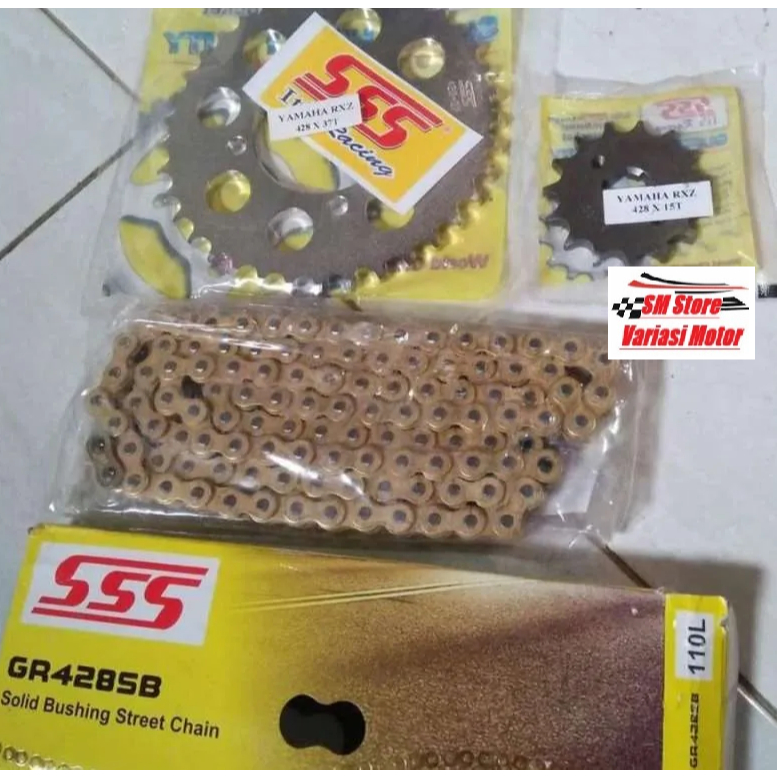 PAKET Gear gir ger Set SSS RX KING Rantai SSS 428 SB 110 L 110L Gold DEPAN BELAKANG 13T- 14T -15T- 1
