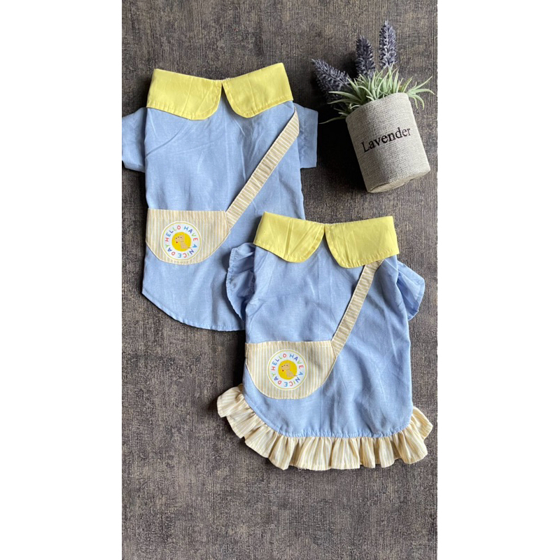 pet cotton baju anjing seragam hello summer baju anabul dress doggy besar kecil