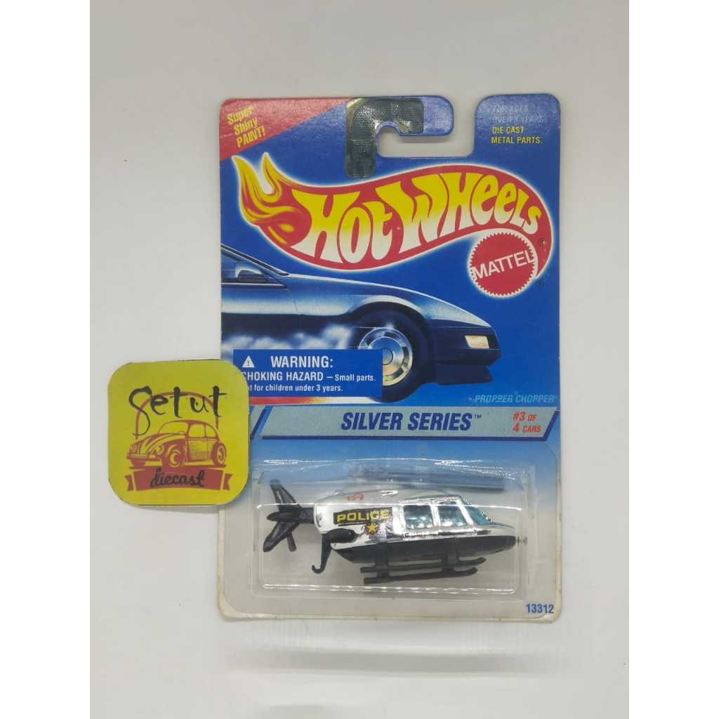HOT WHEELS HOTWHEELS POLICE PROPPER CHOPPER HELI POLICE CHROMES BLUE CARD