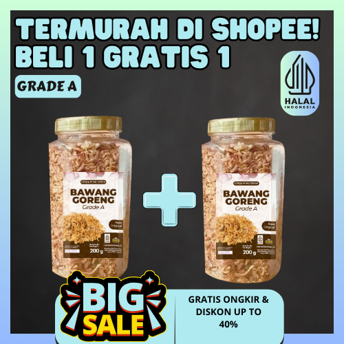 

Bawang Goreng 200 gram Gratis 1 Toples GRADE-A TERMURAH Enak Garing Kriuk Manis Gurih