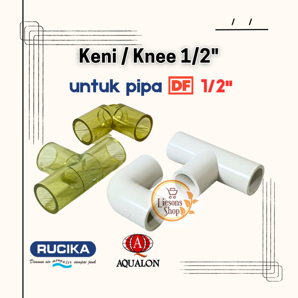 Keni Knee Elbow L 1/2" INCH Transparan Bening Rucika Untuk Pipa DF ½" Akuarium Kolam