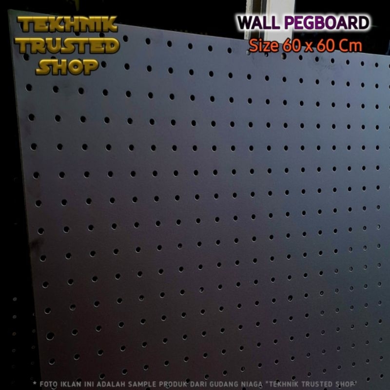 Pegboard besi 60 x 60 Cm hook hanger besi chrome Papan dinding rak gantung kunci perkakas