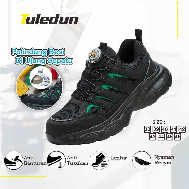 Tuledun Sepatu  Safety Sport Pine Black | Sepatu Safety Sport | Sepatu Kerja | Sepatu Pabrik | Sepat