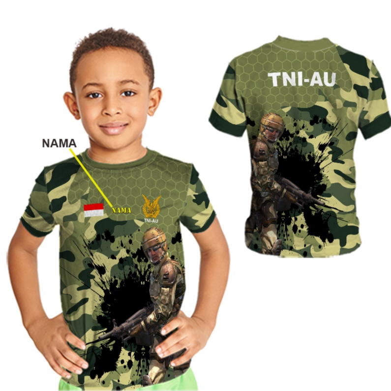 TNI AU Baju Dinas Kaos Anak Jersey Fullprint pakai nama