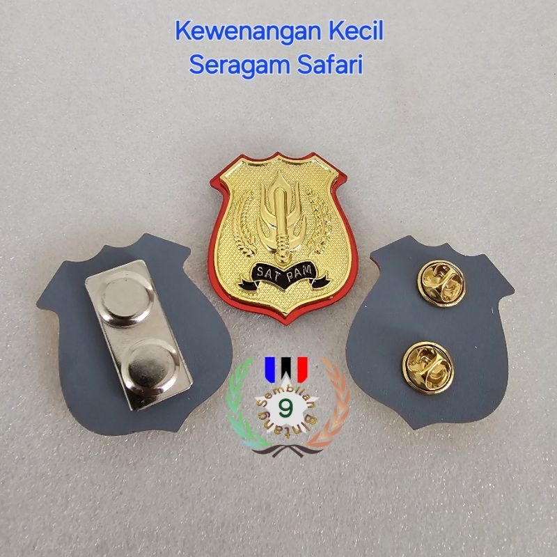 Pin Kewenangan Gold Kecil Satpam Security Akrilik Mirror Untuk Seragam Safari