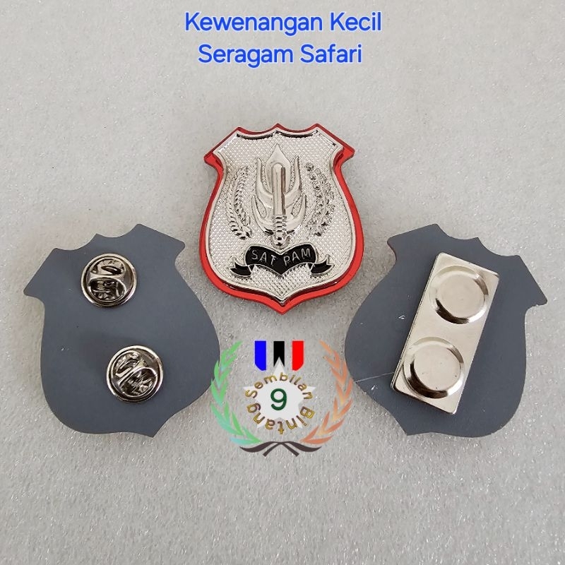 Pin Kewenangan Satpam Kecil Akrilik Mirror Motif Timbul 3D Untuk Seragam Safari