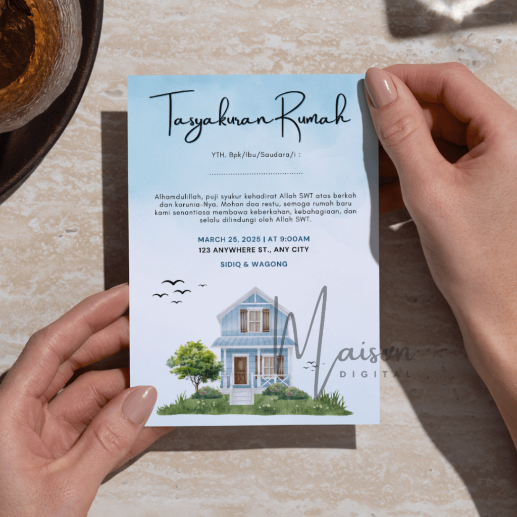 175 Pcs Undangan Tasyakuran Rumah + Plastik OPP - Syukuran Rumah Baru - Kartu Ucapan - Housewarming