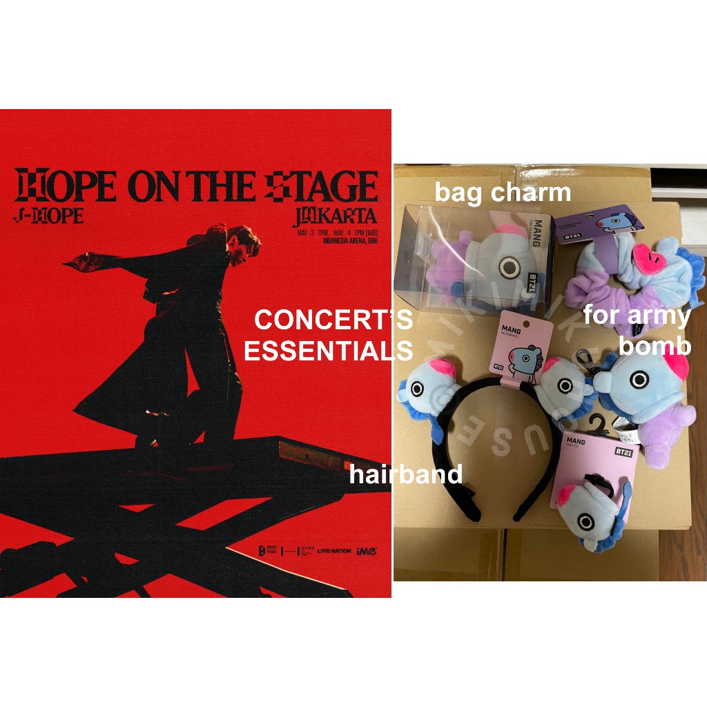 HOPE ON THE STAGE ESSENTIAL ITEMS OOTD KONSER JHOPE BTS JAKARTA TIKET JASTIP JASA TAS OUTFIT