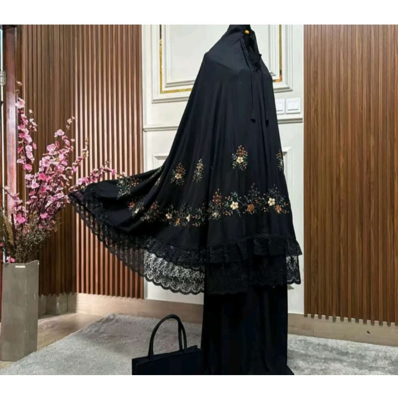 Mukena Rayon Bordir Hitam mewah