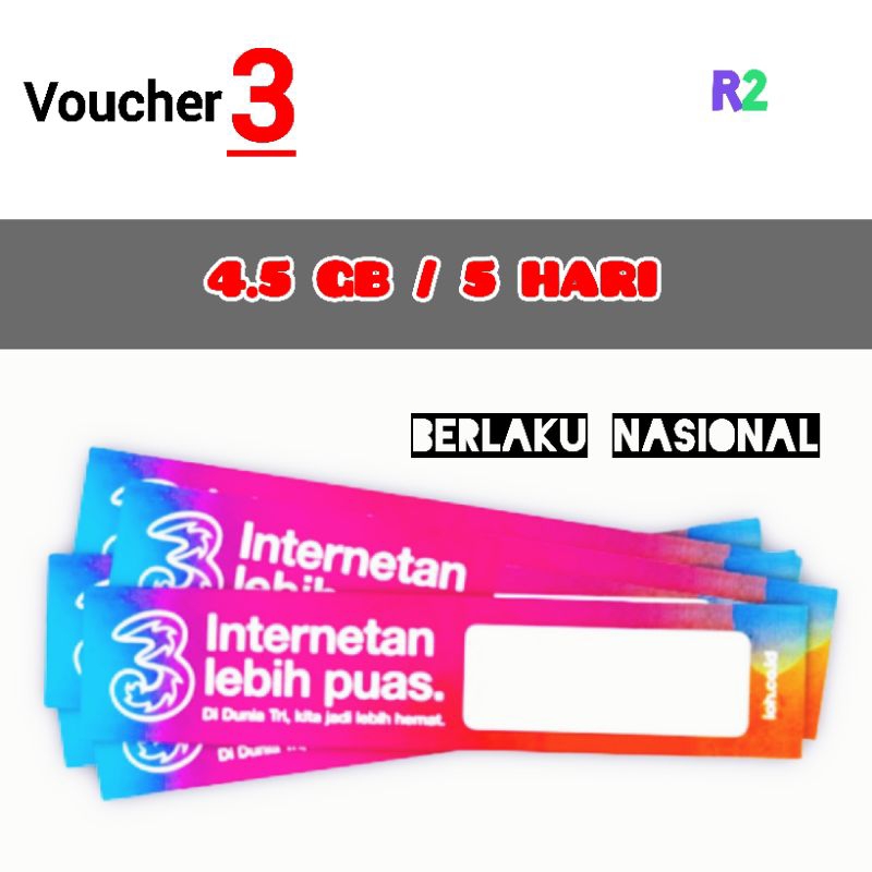 Voucher Tri 4.5 GB 5HR Nasional
