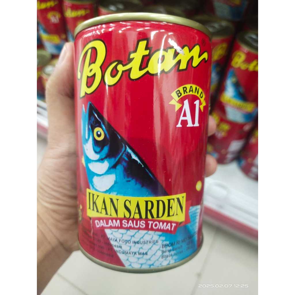 

Ikan Sarden A1 / Botan Ikan Sarden / Ikan Sarden Saus Tomat / Ikan Sarden Kaleng / Sarden Botan