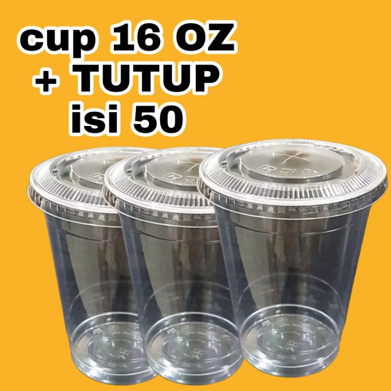 cup plastik gelas plastik 16 oz + tutup