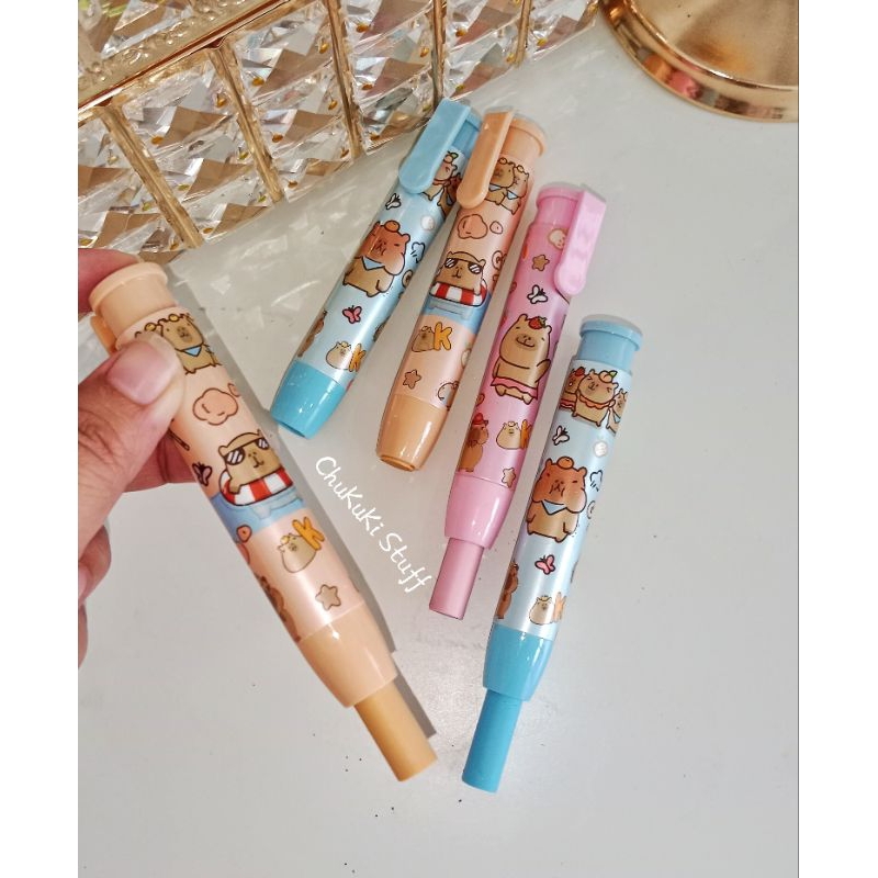 

Penghapus pensil mekanik pencet Capybara / Hapusan pensil cetek kartun Capybara kapibara lucu
