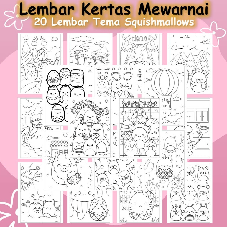 

Kertas Gambar Mewarnai 20 Lembar Tema Squishmallow