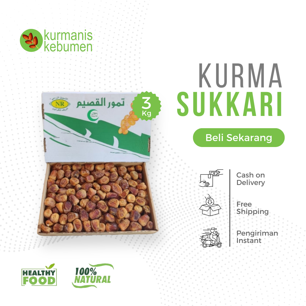 

Kurma Sukkari 1 dus 3 kg Basah Premium 100% Asli Original