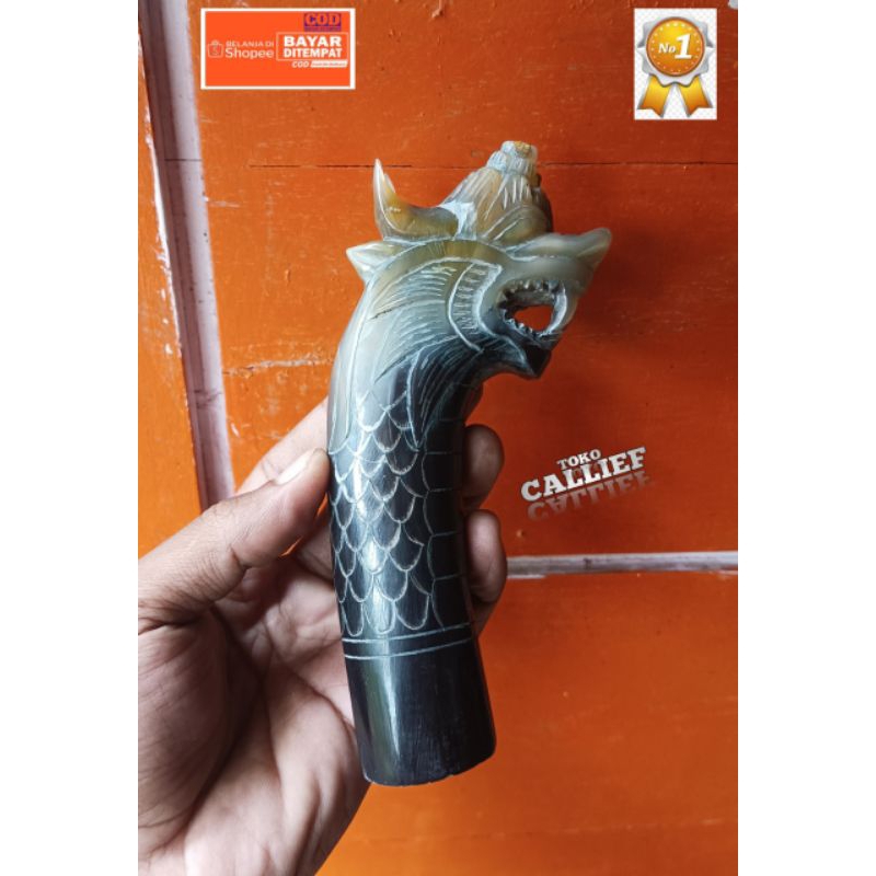 gagang golok bahan tanduk asli murah buat 30-40 cm
