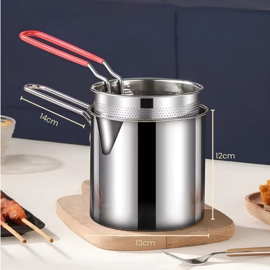 Panci Penggorengan Kentang Kukusan Sayur Mie Multifungsi Mini Deep Fryer 4in