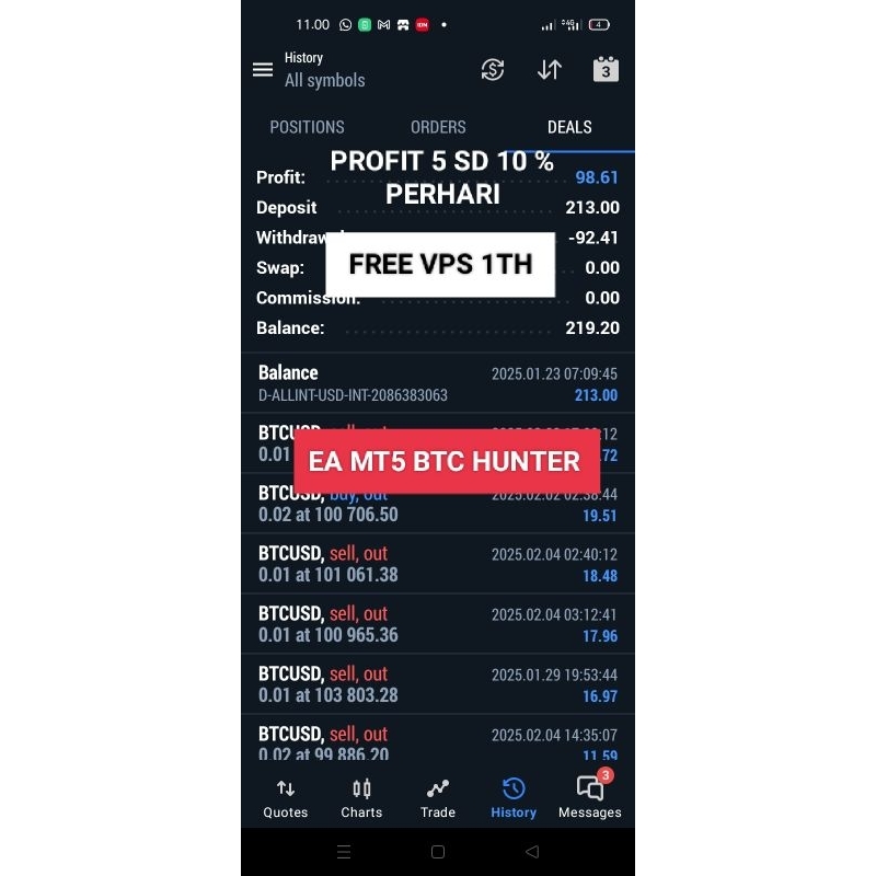 EA MT5 PREMIUM BTC HUNTER SISTEM BAGI HASIL