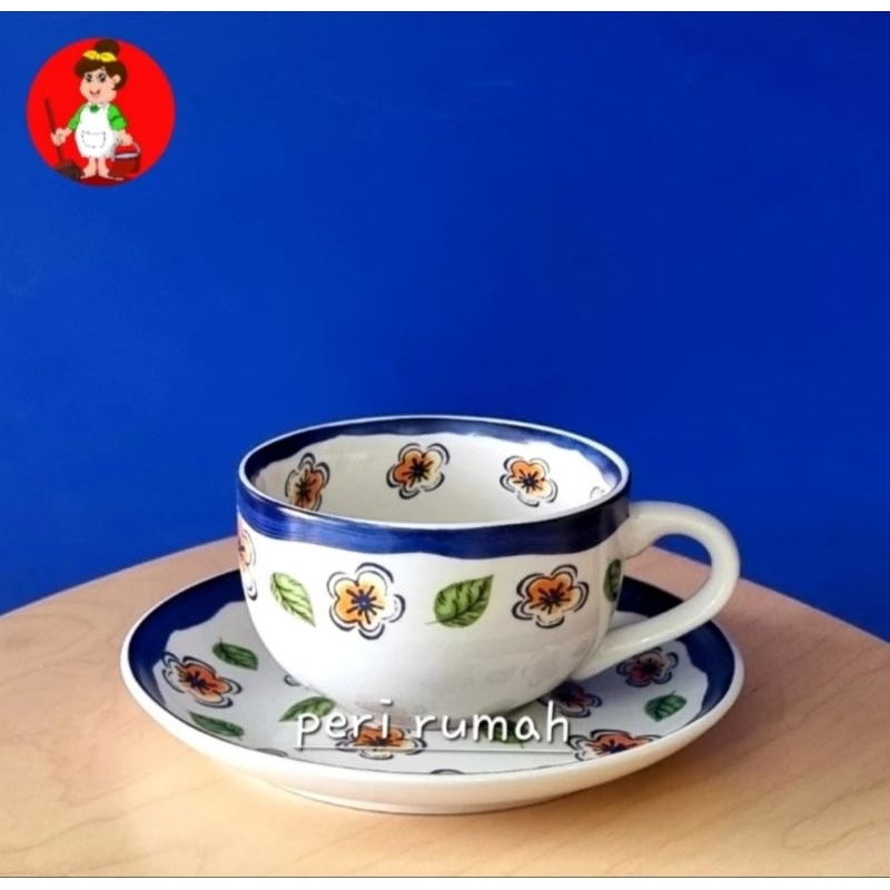 Cangkir Set Keramik Motif Bunga 1pc