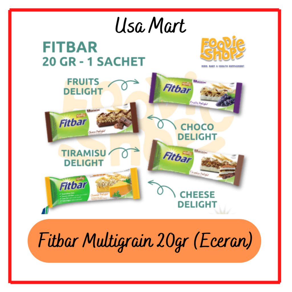 

Fitbar Snack Sehat / Fitbar Snack Bar Fruit / Choco / Keju / Tiramisu Delight 20gr