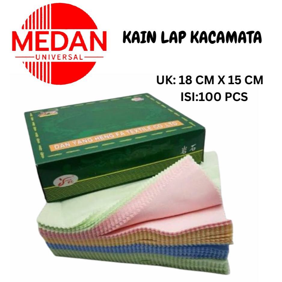 kain lap kacamata optik kotak hijau 1 pack 100 lembar medan