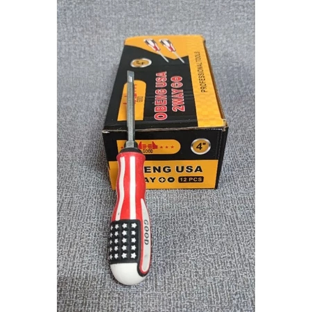 Obeng Amerika Bolak Balik 20cm / Obeng US Plus dan Minus 8 inch / Obeng Gagang US 2 in 1 panjang 20c