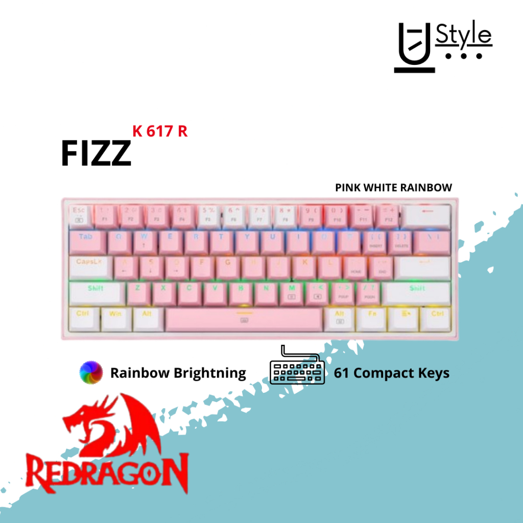 FIZZ Keyboard Pink White Rainbow K617 R