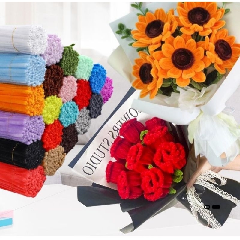 100 PCS KAWAT BULU KERAJINAN DIY PIPE CLEANER WARNA WARNI