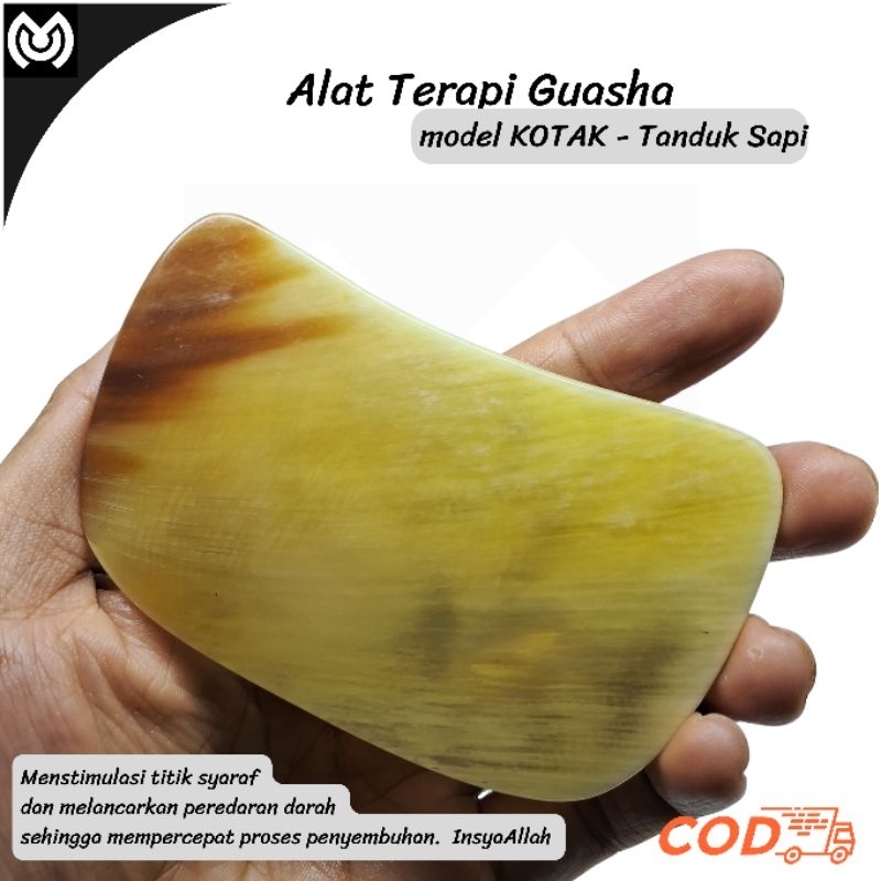 Alat Terapi Guasha Kerokan Pungung model Kotak dari Tanduk dan kayu bidara Asli- Memperlancar pereda