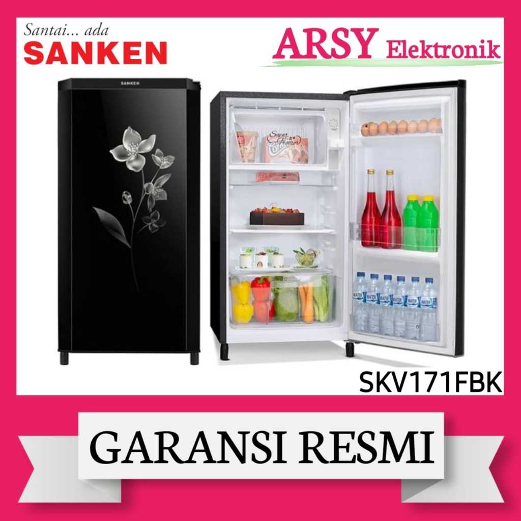 Sanken SK-V171 Kulkas 1 Pintu 170L Hitam - Frozen Series