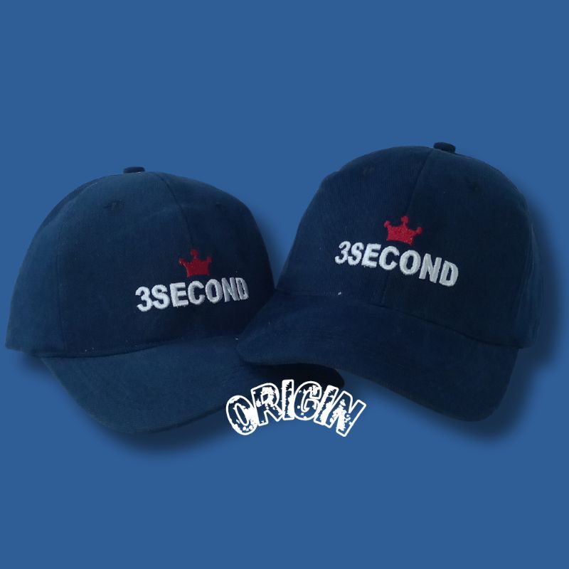 TOPI POLOCAP BASEBALL PRIA WANITA DISTRO LEBEL BORDIR 3SECOND NAVY BERKUALITAS BAHAN RAFEL DENIM/Top