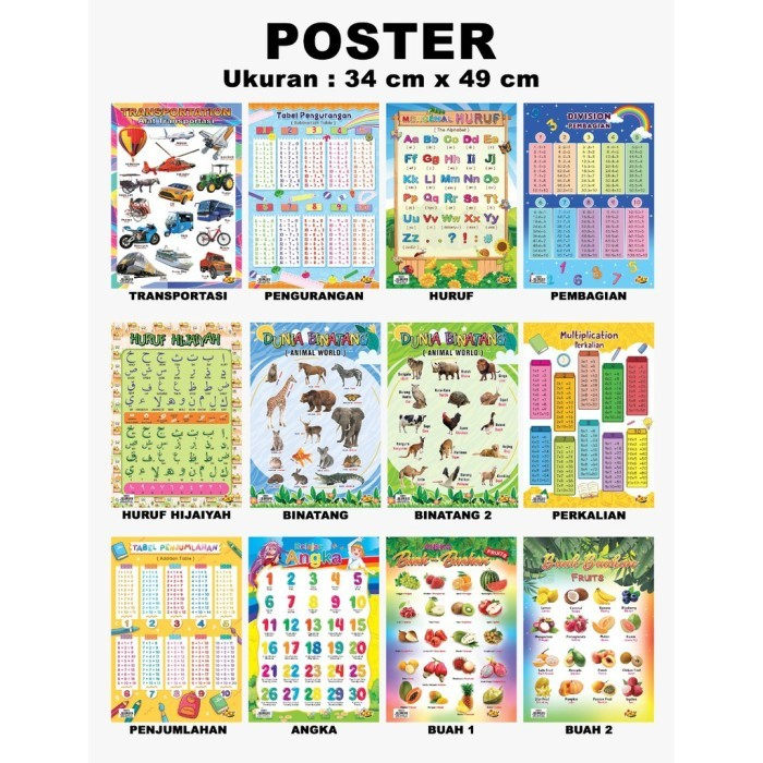 

Poster Edukasi Anak / Poster Pendidikan Anak / poster Kiky / Poster belajar / Poster ABJAD CARNIVORA OMNIVORA ALATMUSIK PENGURANGAN TRANSPORTASI PEMBAGIAN PERKALIAN PENGURANG TAMBAH HERBIVORA ANGKA RUMAH ADAT PAKAIAN ADAT BUAH POSTER HIJAIYAH