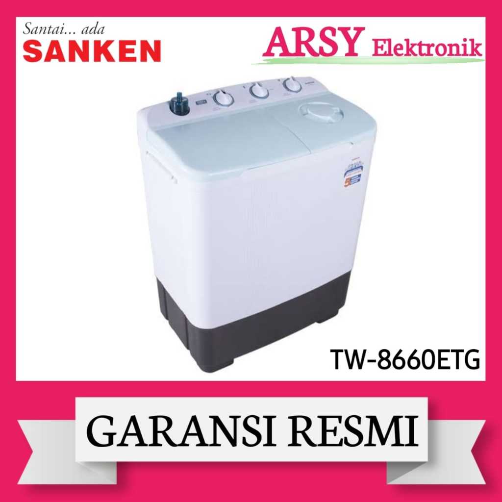 MESIN CUCI SANKEN 2TABUNG TW-8660ETG/SANKEN MESIN CUCI 2TABUNG TW-8660ETG GARANSI RESMI