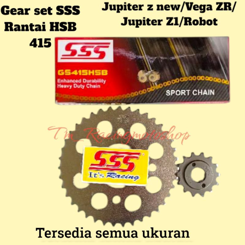Gear Set SSS Jupiter Z New / Vega ZR / Jupiter Z1 Robot & Rantai SSS 415 HSB Gold