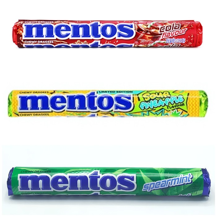 

Mentos Batang Korea Sour Pineapple I Spearmint I Cola Flavour 37,5 gram