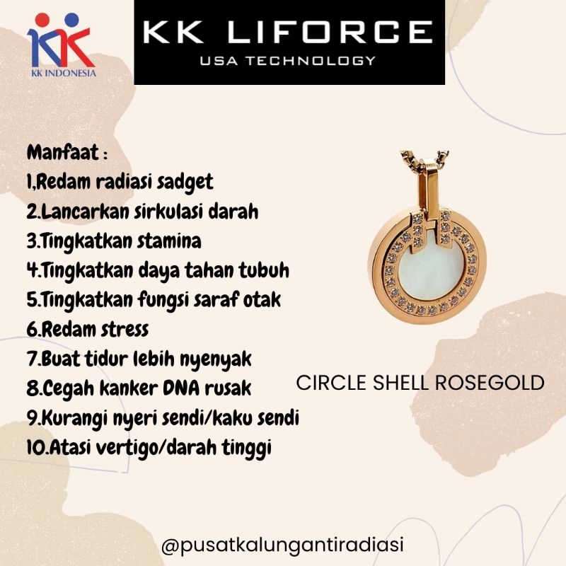 Kalung Anti Radiasi KK Liforce Circle Shell Rose Gold