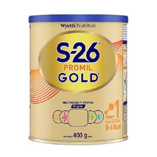 

SUSU S-26 PROMIL GOLD TAHAP 1 UNTUK USIA 0-6 BULAN RASA VANILA 400 GRAM