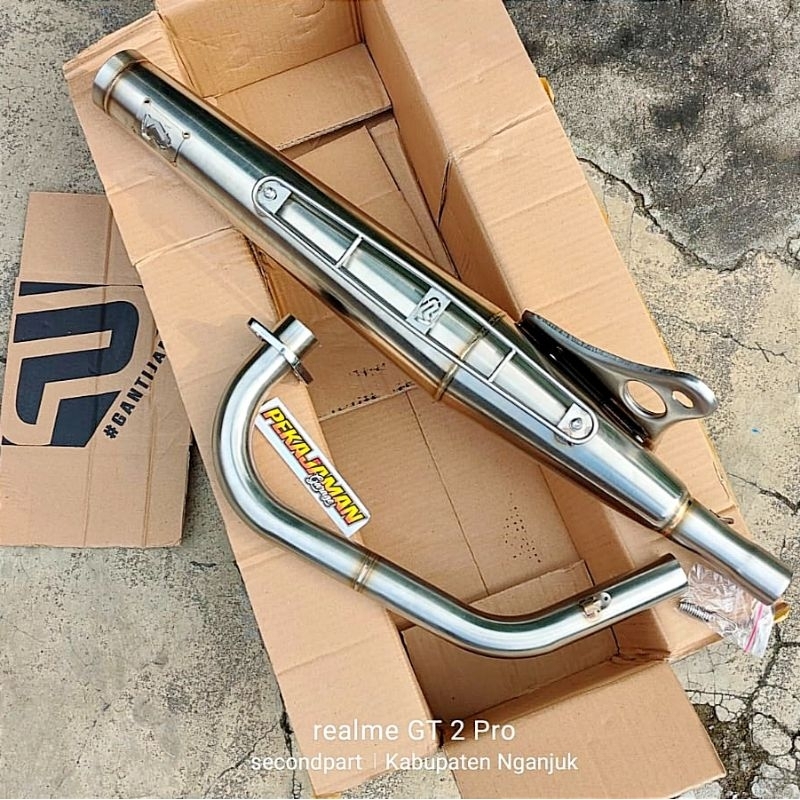 knalpot CB GL100 cb125J pekajaman original full stainless stenlis