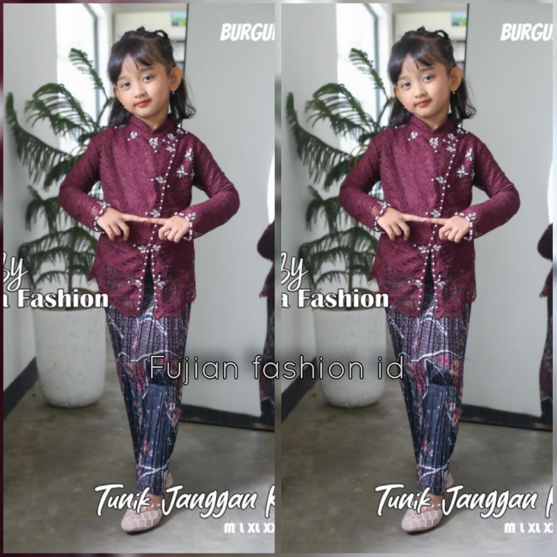 kebaya janggan anak / kebaya brokat Payet anak / kebaya brokat modern / setelan kebaya anak
